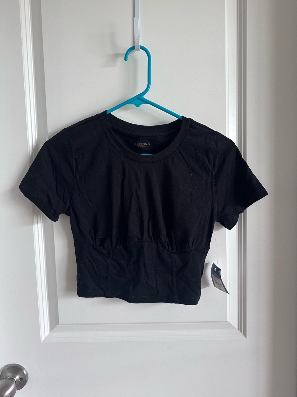 jcpenney Black Short Sleeve Cropped Top